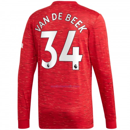 Maillot de Foot Manchester United Donny van de Beek 34 Domicile 2020-21 Manches Longues